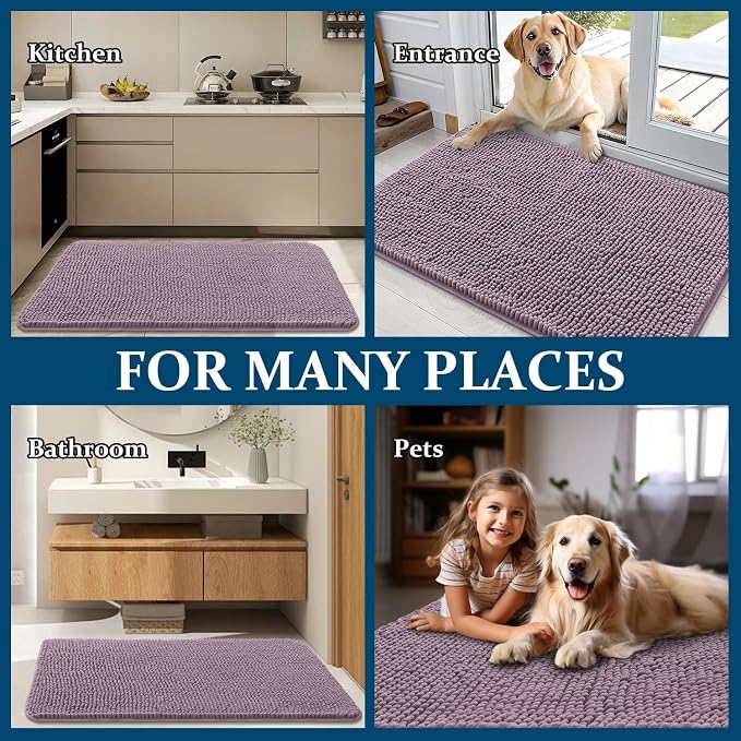 OLANLY Dog Door Mat for Muddy Paws 47x20, Super Absorbent Chenille Mud Mat | - Image 8