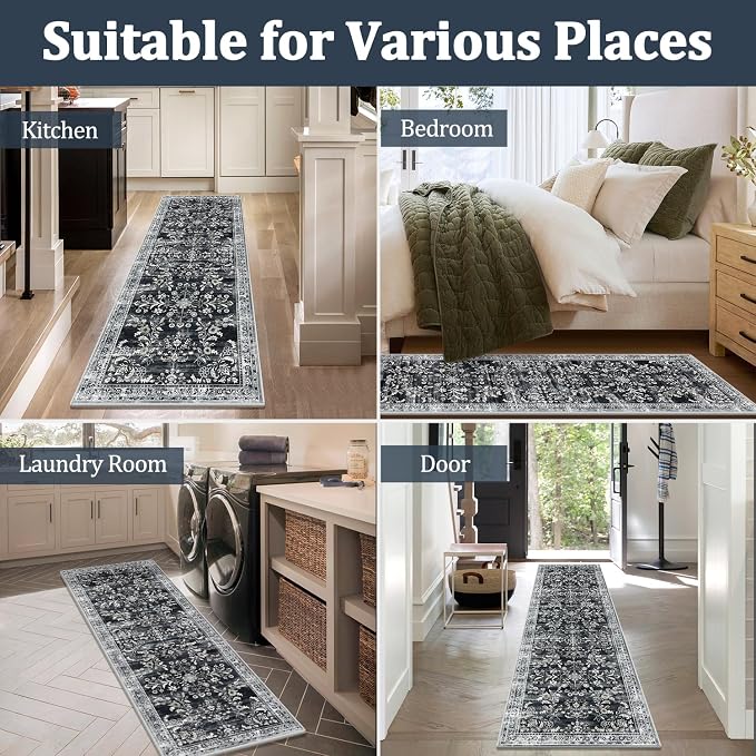Yamaziot 2x6 Washable Hallway Runner Rug Non Slip Floral Carpet, Stain Resistant - Image 7