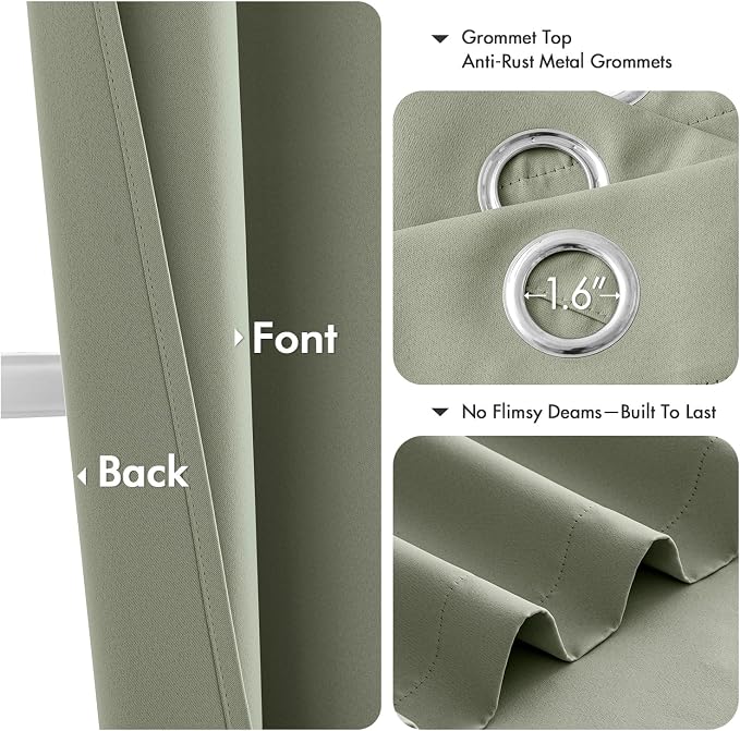 MIULEE Blackout Curtains for Bedroom 2 Panels 40 x 90 Inch Long Sage Green | - Image 4