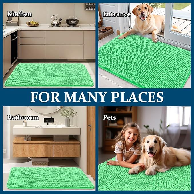 OLANLY Dog Door Mat for Muddy Paws 24x16, Super Absorbent Chenille Mud Mat | - Image 8