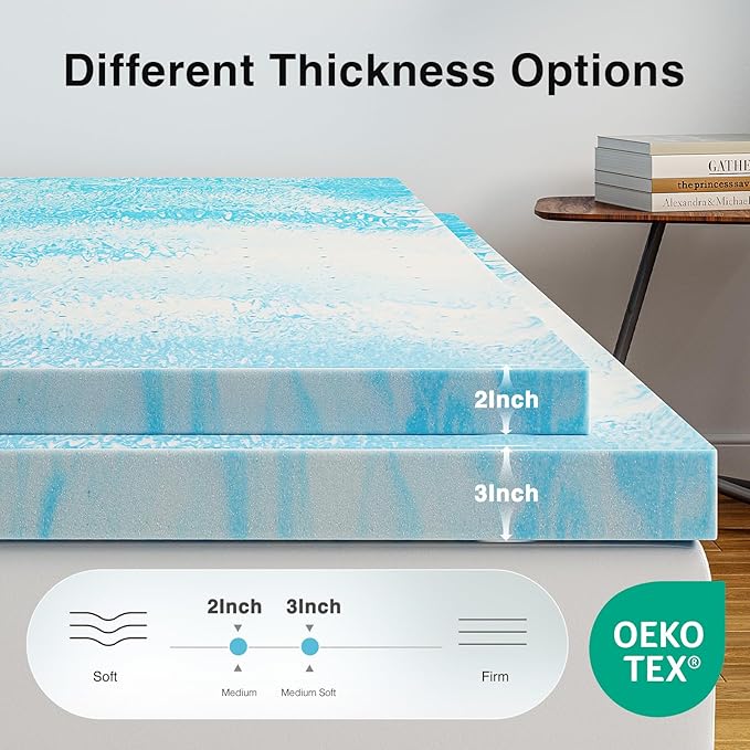 Novilla Memory Foam Mattress Topper California King - 3 Inch Cooling Gel Infused Memory Foam | Slow-Rebound Pressure Relief | CertiPUR Certified | Comfort for Sleeper Sofa, RV, Camper, Dorm Room