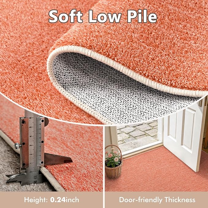 2x6 Orange/White Runner Rug Washable Non-Slip - Image 4