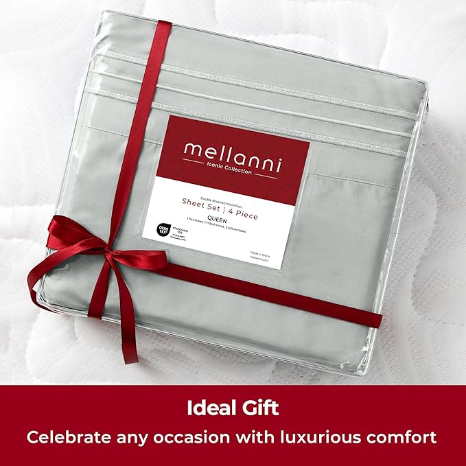 Mellanni Twin Sheets Set - 3 PC Iconic Collection Bedding - Hotel Luxury, Extra Soft, Cooling Bed Sheets - Wrinkle, Fade, Stain Resistant (Twin, Spa Mint)