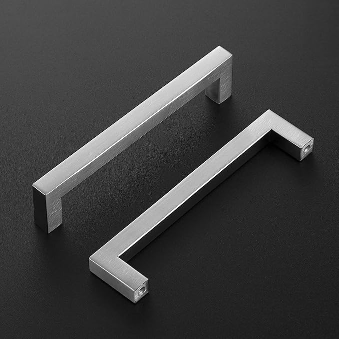 Ravinte 25 Pack Brushed Nickel Kitchen Cabinet Handles 6-1/4 Inch Cabinet Pulls Square Kitchen Hardware for Cabinet Drawer Pulls Drawer Handles Come with Screwdriver