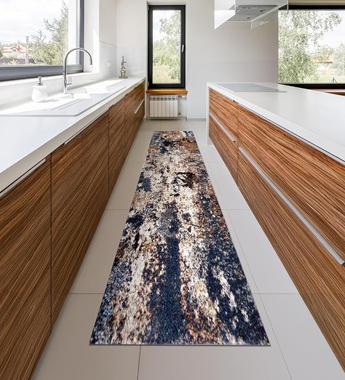 Keen Home Design Area Rugs - 2x16 Non-Shedding, Abstract Rugs for Kitchen, Living Room, Bedroom, Dining Room, Entryway - Size: 2'8" x 16', Multi