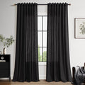 Vintage Black Linen Curtains 96 Inches Long by Nanspring