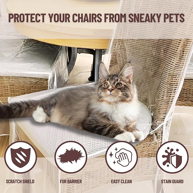 Evelots 4-Pack Clear PVC Dining Chair Covers, Spill-Resistant Protectors | - Image 3