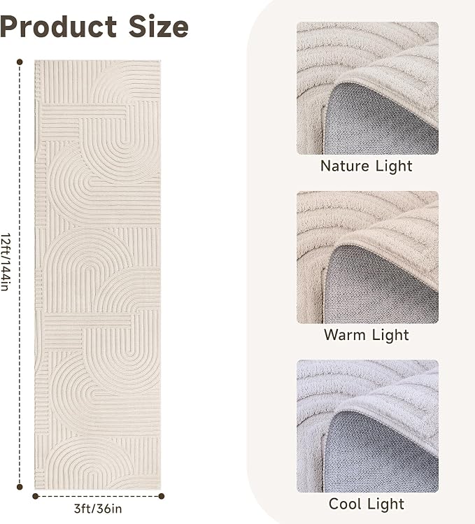 Pauwer 3x12 Area Rugs for Living Room, Modern Non Slip Washable Rug, Soft Fluffy - Image 2