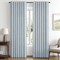 MIULEE 100% Blackout Linen Curtains 42 x 90 Inch Chambray Blue 2 Panels | by MIULEE