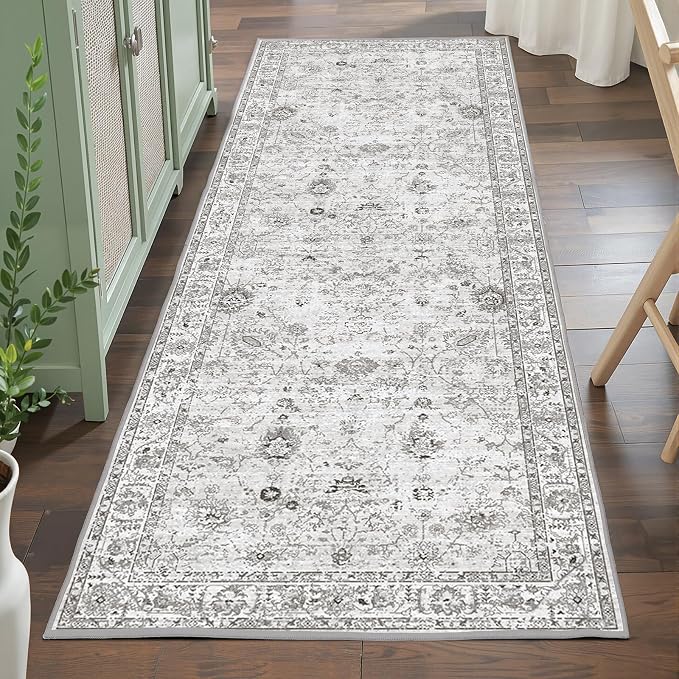 Grey Floral Hallway Runner Rug 2x6 - Image 6