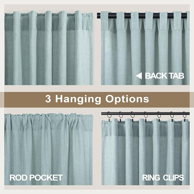 Aqua Curtains 108 Inches Long for Kids Room 2 Panels Set Back Tab Pocket Drapes - Image 5