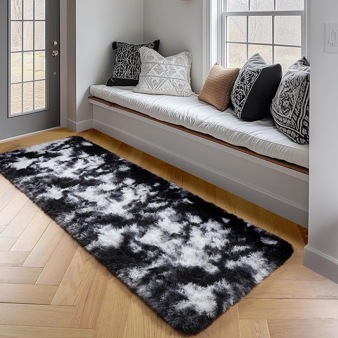 Amdrebio Black White Grey Runner Area Rug 2x6 - Image 6