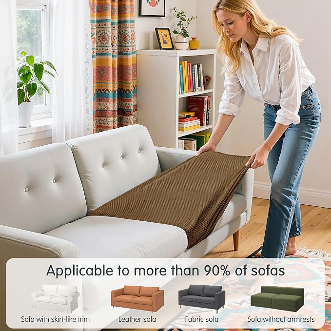 Hokway Stretch Couch Cushion Covers, 2 Piece Individual Sofa Cushion - Image 4