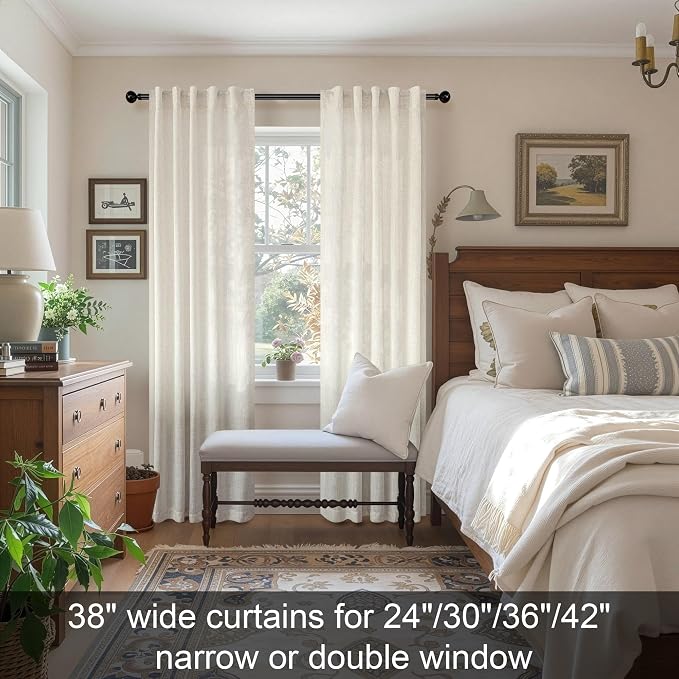 Pitalk Ivory Cream Colored Curtains 90 Inch Length - Image 3