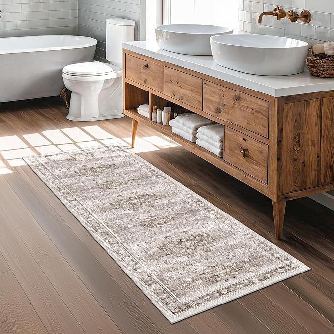 Boho 2x7 Long Runner, Neutral Farmhouse Hallway Rug, Small Throw Runners - Image 6