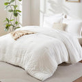 CozyLux California King Comforter Set with Sheets 7 Pieces, White Seersucker Bed in a Bag Cal King Luxury Soft Bedding Sets with Down Alternative Comforter, Sheets, Pillowcases & Shams for All Season