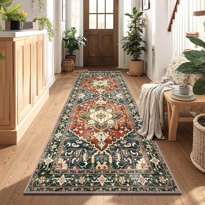 Yamaziot Washable Runner Rug, 3x8 Non-Slip Boho Vintage Hallway Kitchen Rug | by Yamaziot