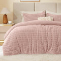 BEDELITE Fleece Queen Comforter Set -Super Soft & Warm Fluffy Pink Faux Fur Bedding, Luxury Fuzzy Heavy Bed Set for Winter with 2 Pillow Cases