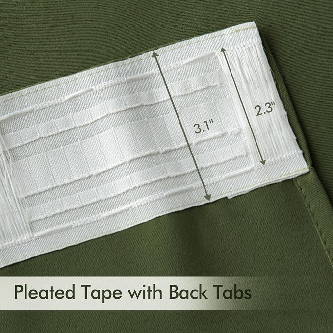 MIULEE Olive Green Back Tab Blackout Curtains 52x108 Inch Long 2 Panels Set | - Image 4