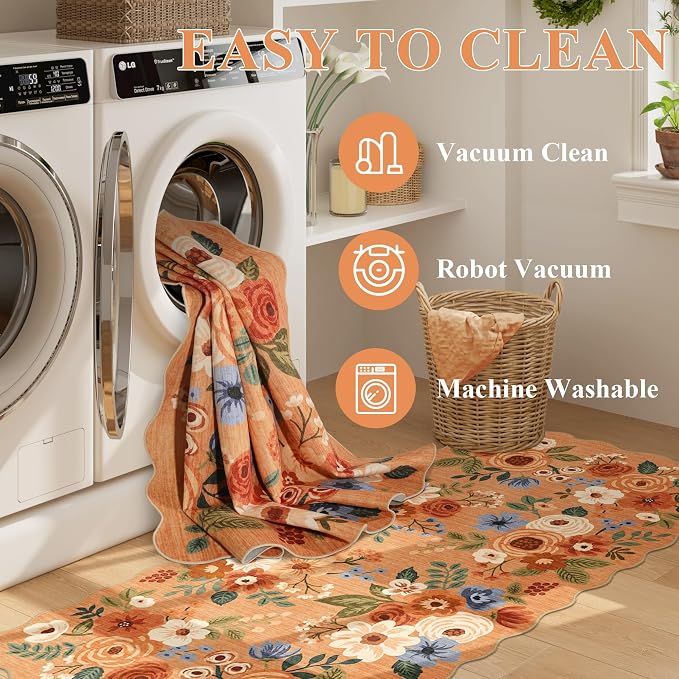 DUKINO 6x9 Area Rugs, Floral Washable Rug - Image 6