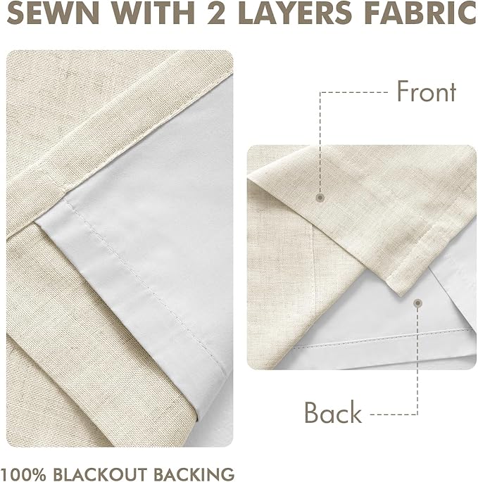 MIULEE Linen Pinch Pleated 100% Blackout Linen Curtains 40x84 Inches | Room - Image 5