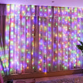 HXWEIYE 300LED Fairy Curtain Lights, 9.8x9.8Ft USB Plug-in 8 Modes Christmas String Hanging Lights with Remote for Bedroom Backdrop Wedding Party Indoor Wall Decor, Multicolor, Standard