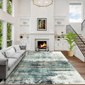 10x14 Area Rugs for Living Room: Washable Abstract Teal Green Carpet | Non-slip by GENTDRIZZ