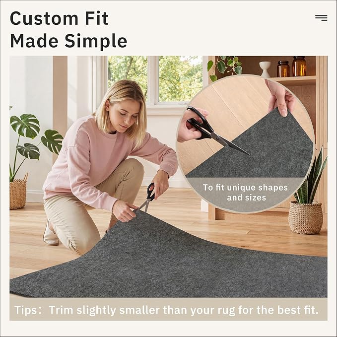 Soalmost Non Slip Rug Pads 5x7, 1/4" Thick Felt Cushioned Rug Gripper Pad | - Image 8
