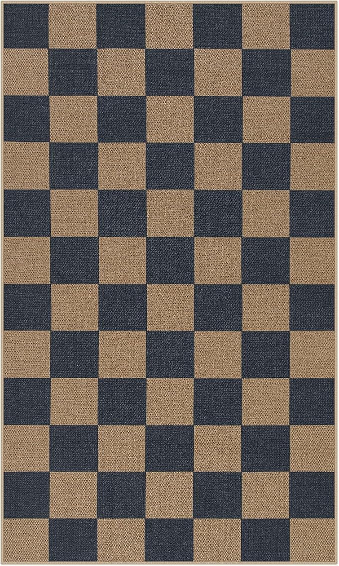 Lahome Checkered Easy Jute 3x5 Outdoor Rug, Washable Rugs - Image 9