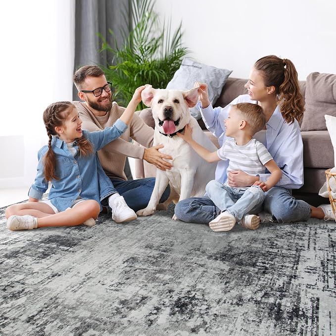 Aelenmu 10x14 Area Rugs for Living Room Dining Room Washable Black Grey | Soft - Image 7
