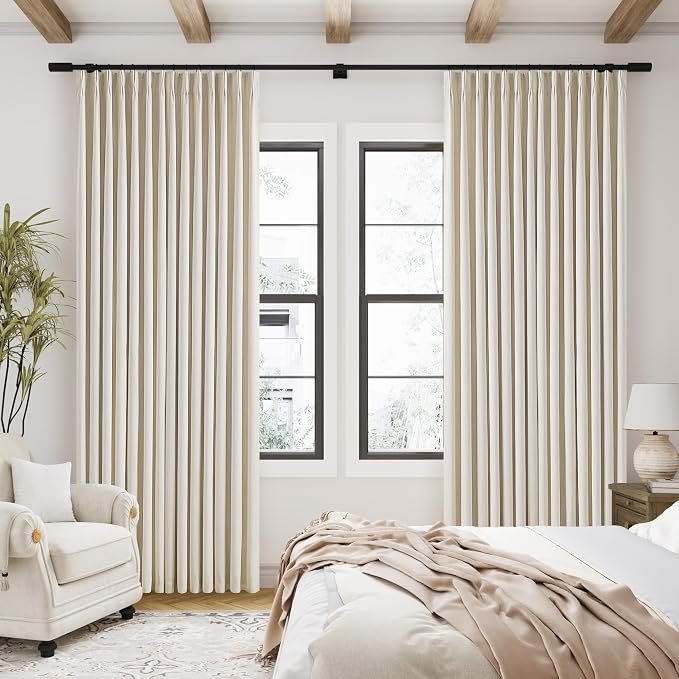 Cream Beige Linen Black Out 96 Inch Curtains - Image 7