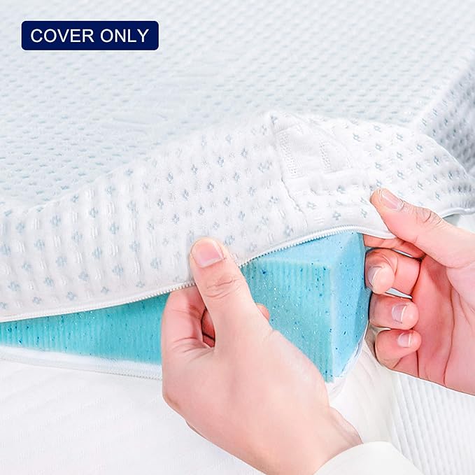 Subrtex 2 Inch Mattress Topper Cover (Only Cover) Mattress Topper Protector Bedding Rayon Made from Bamboo Removable Mattress Encasement with Zippers, Twin XL