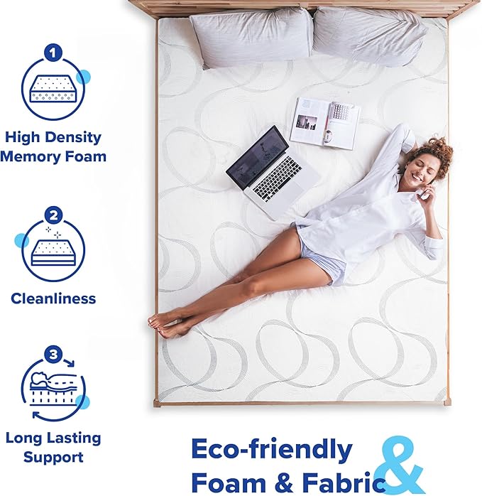 Olee Sleep Twin Mattress, 7 Inch Flex Gel Memory Foam Mattress, Gel Infused for Comfort and Pressure Relief, CertiPUR-US Certified, Bed-in-a-Box, Medium Firm, Twin Size