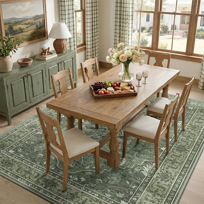 RELEANY Washable Area Rug, Water Repellent, Pet Friendly, Vintage Floral Boho - Image 3