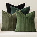 MIULEE Soft Corduroy Decorative Throw Pillow Covers Neutral Green 18x18 | Set by MIULEE