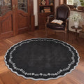 GarveeHome Round Rugs 4ft Scalloped Washable Black Circle Rug by GarveeHome
