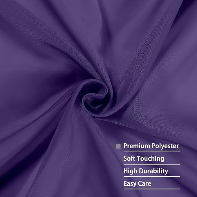 Purple Sheer Curtains 63 inch Length 2 Panels Set, Rod Pocket Voile Fimly Sheer - Image 7