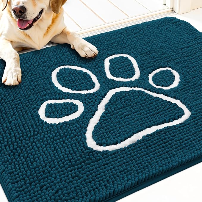 OLANLY Dog Door Mat for Muddy Paws 32x20, Paw Print Design Chenille Mud Mat | by OLANLY