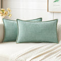 MIULEE Decorative Lumbar Throw Pillow Covers 12x20 Inch Aqua Green 2 Pack | by MIULEE