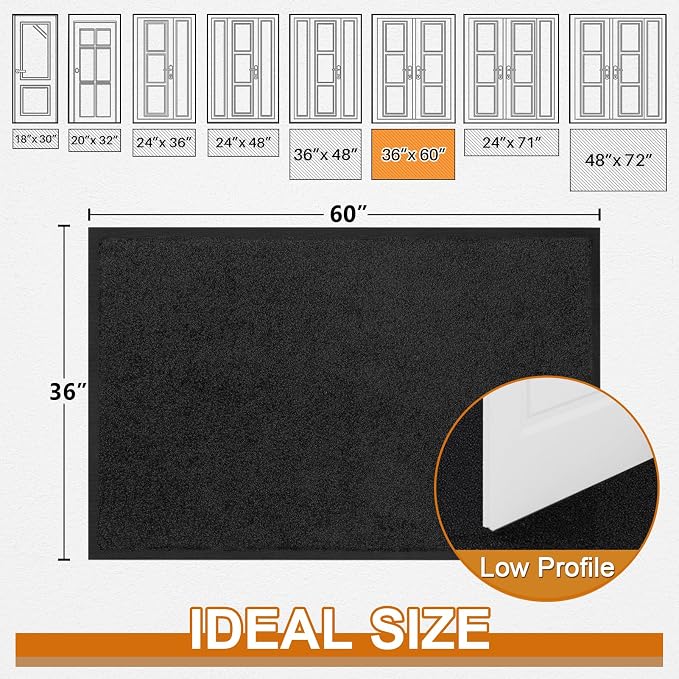 Super Absorbent Front Door Mat, Non-Slip Washable Indoor Doormats, Low Profile - Image 3