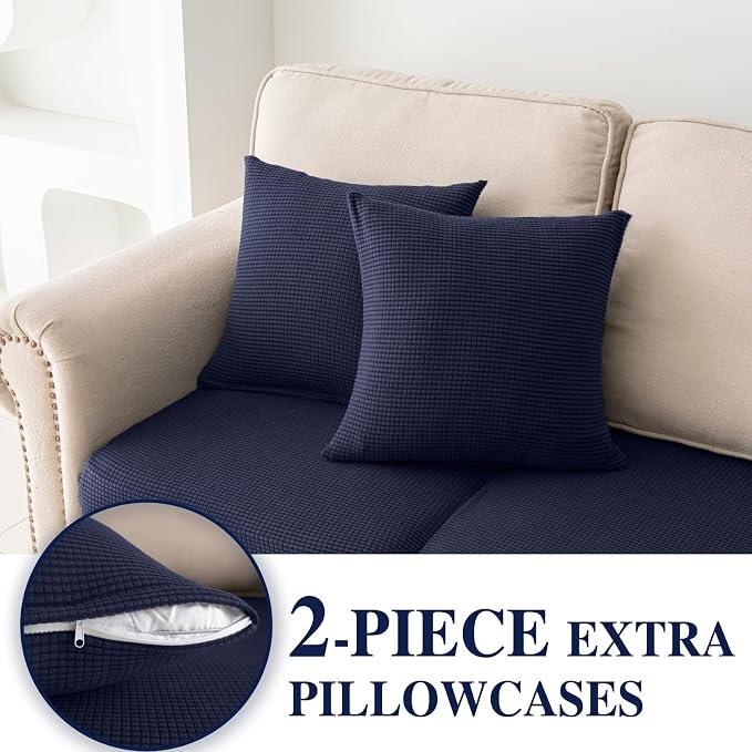 LA MEACK Couch Cushion Covers for Sectional Sofa L Shape Washable Separate Seat - Image 3
