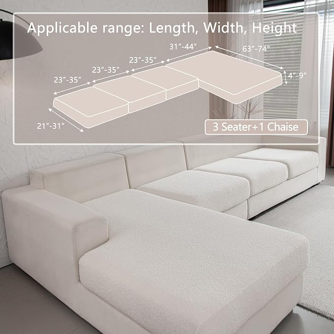 OHSIO Couch Cushion Covers for Sectional Sofa, Stretch Soft Sofa Slipcovers - Image 2