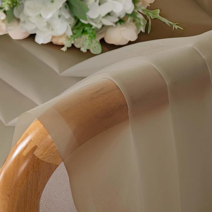 Chyhomenyc Taupe Sheer Curtains 84 Inches Long - Image 2