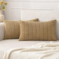 MIULEE Lumbar Corduroy Decorative Throw Pillow Covers 12x20 Khaki Pack of 2 | by MIULEE