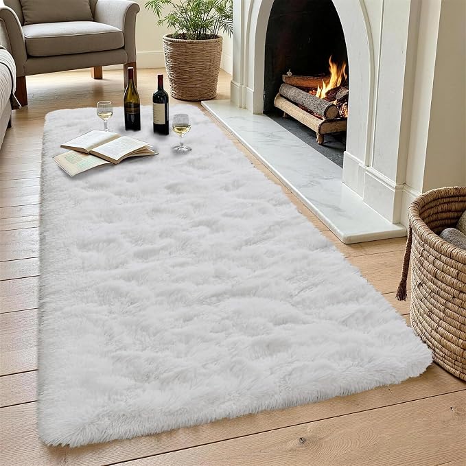 Noahas 2x6 White Fluffy Soft Runner Rug Non-Slip - Image 4