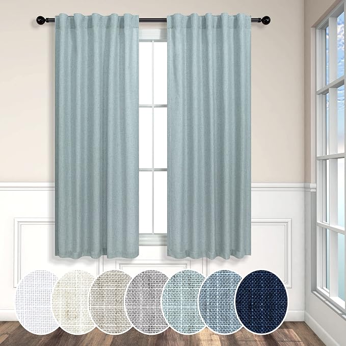 Seafoam Curtains 38 Inch Width for Kitchen 2 Panel Back Tab Rod Pocket Semi - Image 9