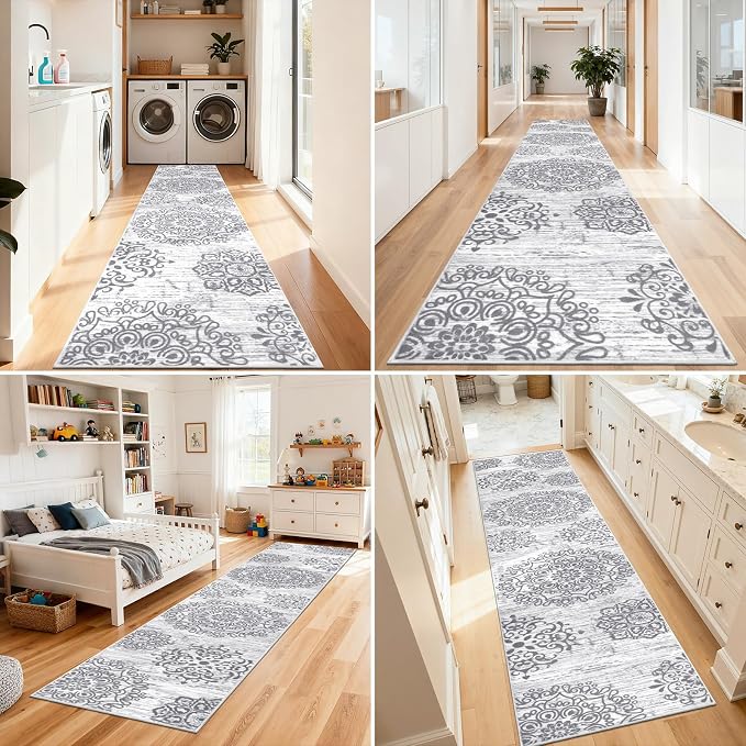 HEBE Hallway Runner Rug 3'x16', Washable Non Slip Kitchen Rug Runner | Soft - Image 6
