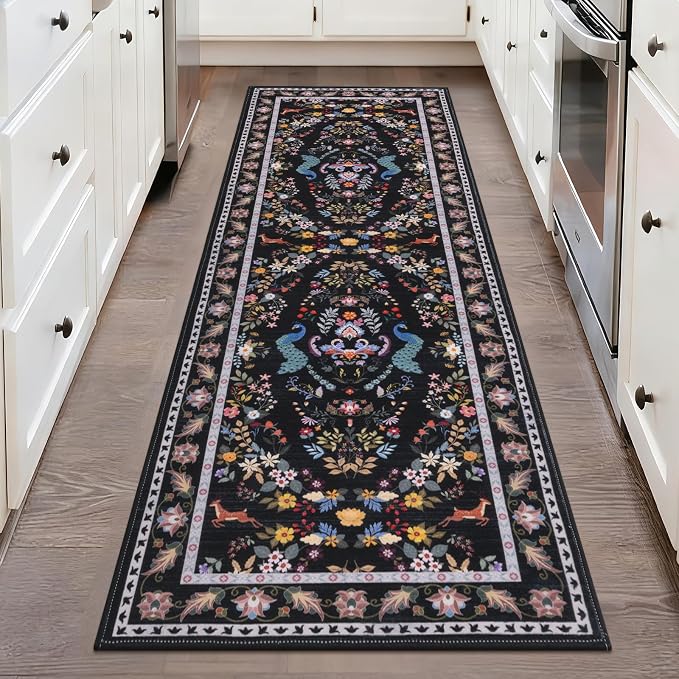 HEBE Hallway Runner Rug 2'x6', Washable Non Slip Kitchen Rug Runner | Soft Boho by HEBE