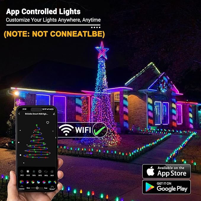 Brizled (Not Connectable Smart C9 Christmas Lights, 39FT 60 LED WiFi Color Changing Christmas Xmas Lights App Control, RGB String Light Work with Alexa Google Home for Indoor Outdoor House Tree Decor