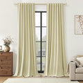 100% Blackout Linen Curtains for Bedroom 84 inches Long, Thermal Insulated Room by Guken
